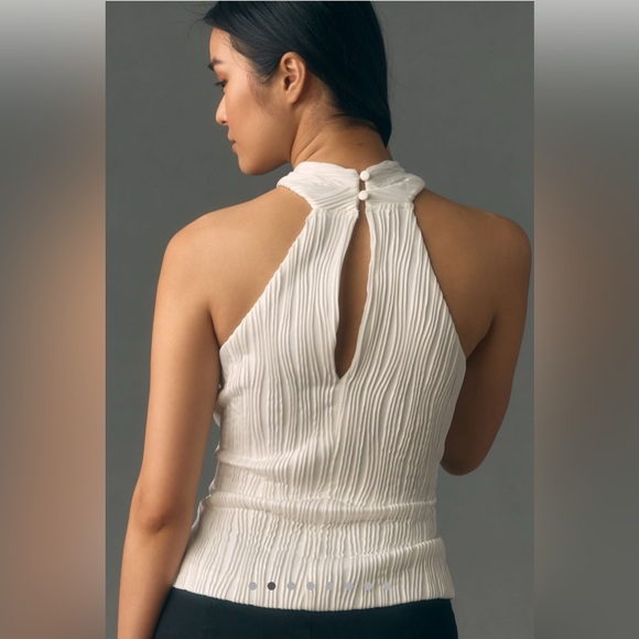 By Anthropologie Cross Neck Halter Top - White - Size Medium - Picture 2 of 13